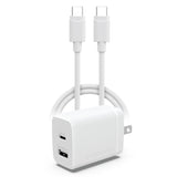 HyperGear Basics | 30W USB-C PD + USB Fast Wall Charger | 4ft USB-C Cable | White
