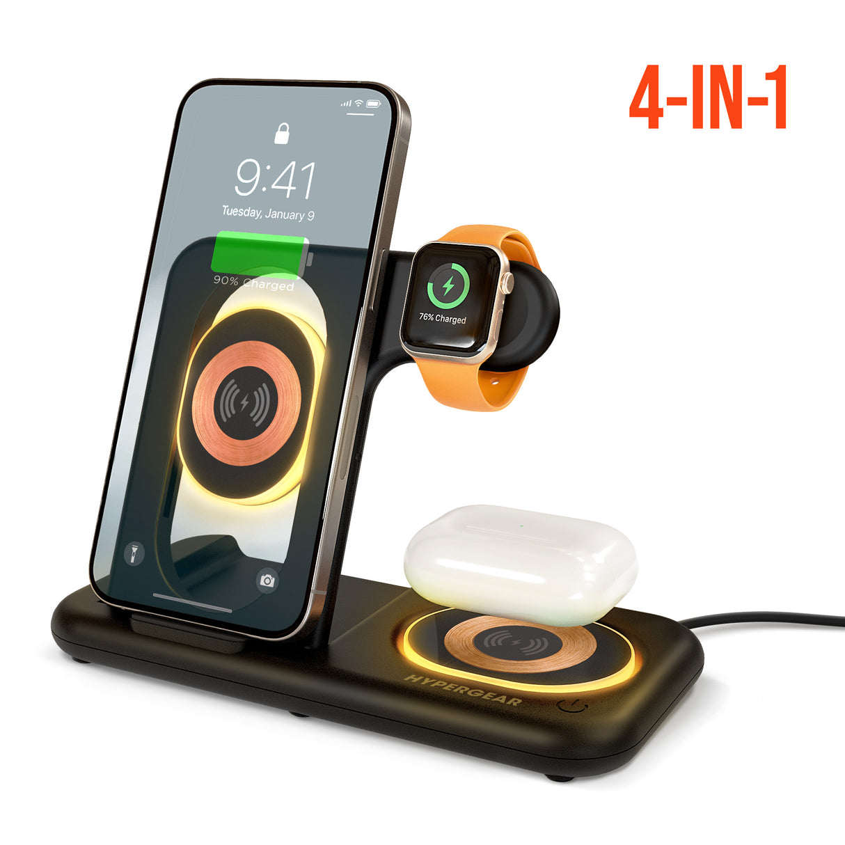 PowerFold X-Ray 4-in-1 Foldable Wireless Charging Stand with 15W Wireless Fast Charge