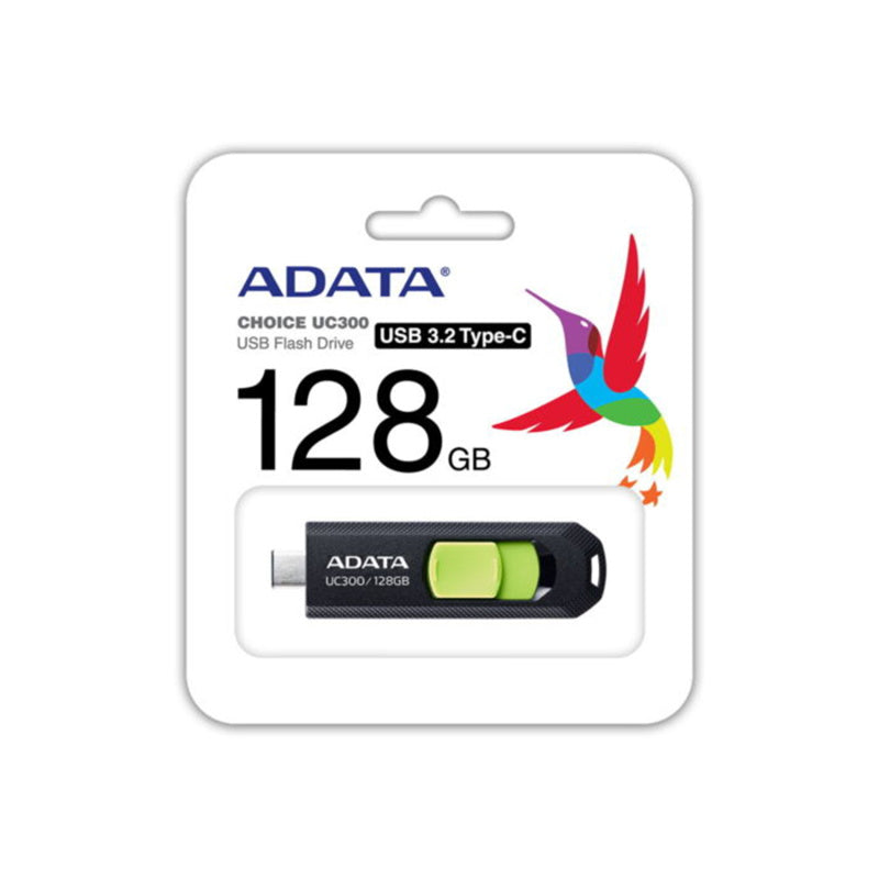 ADATA UC300 USB 3.2 / 128GB Type-C Flash Drive – Black / Green