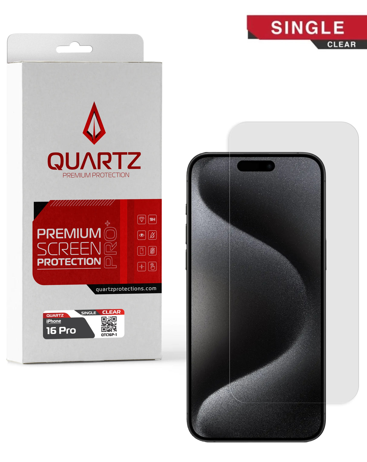 QUARTZ Clear Tempered Glass for iPhone 16 Pro (Single Pack)