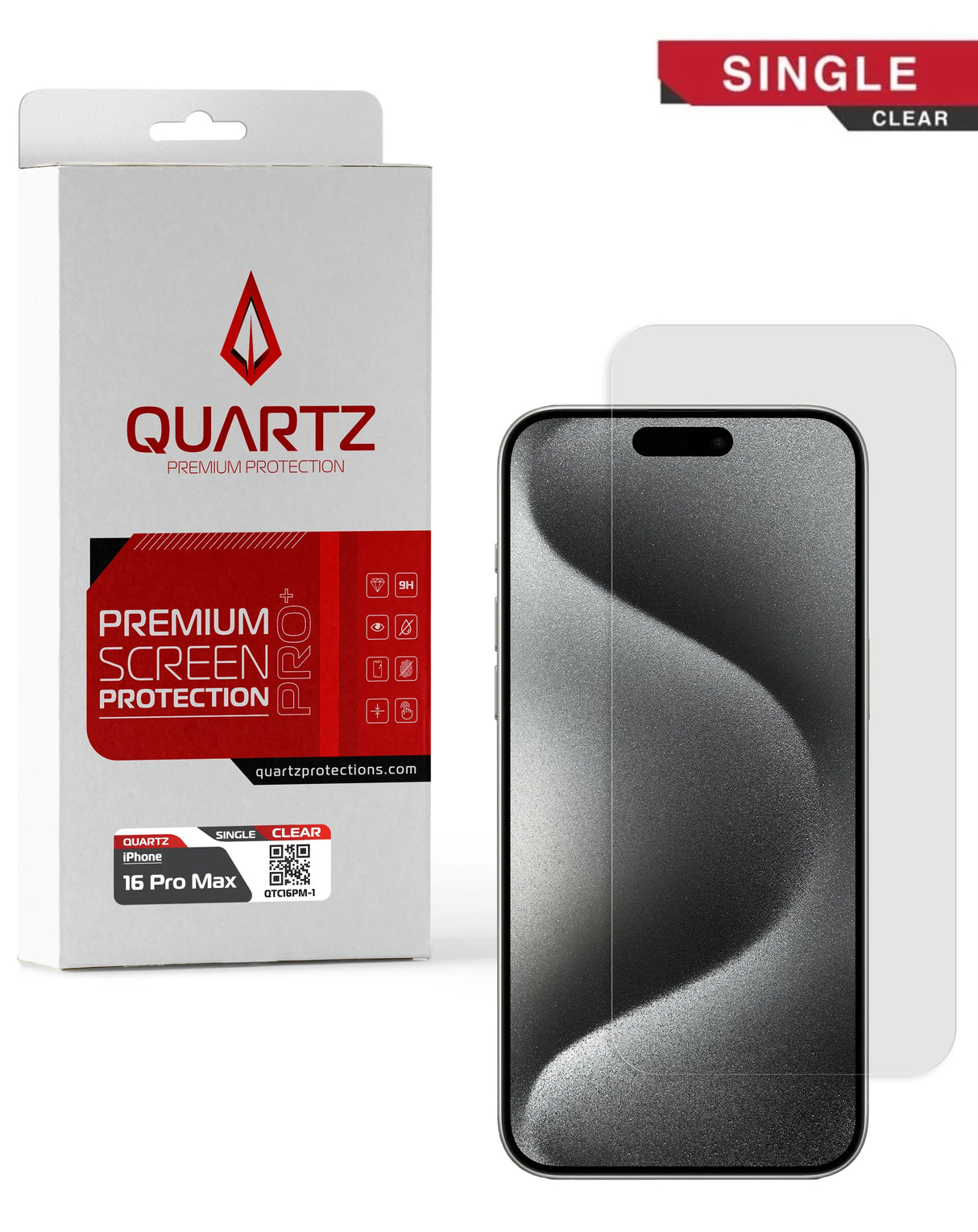 QUARTZ Clear Tempered Glass for iPhone 16 Pro Max (Single Pack)