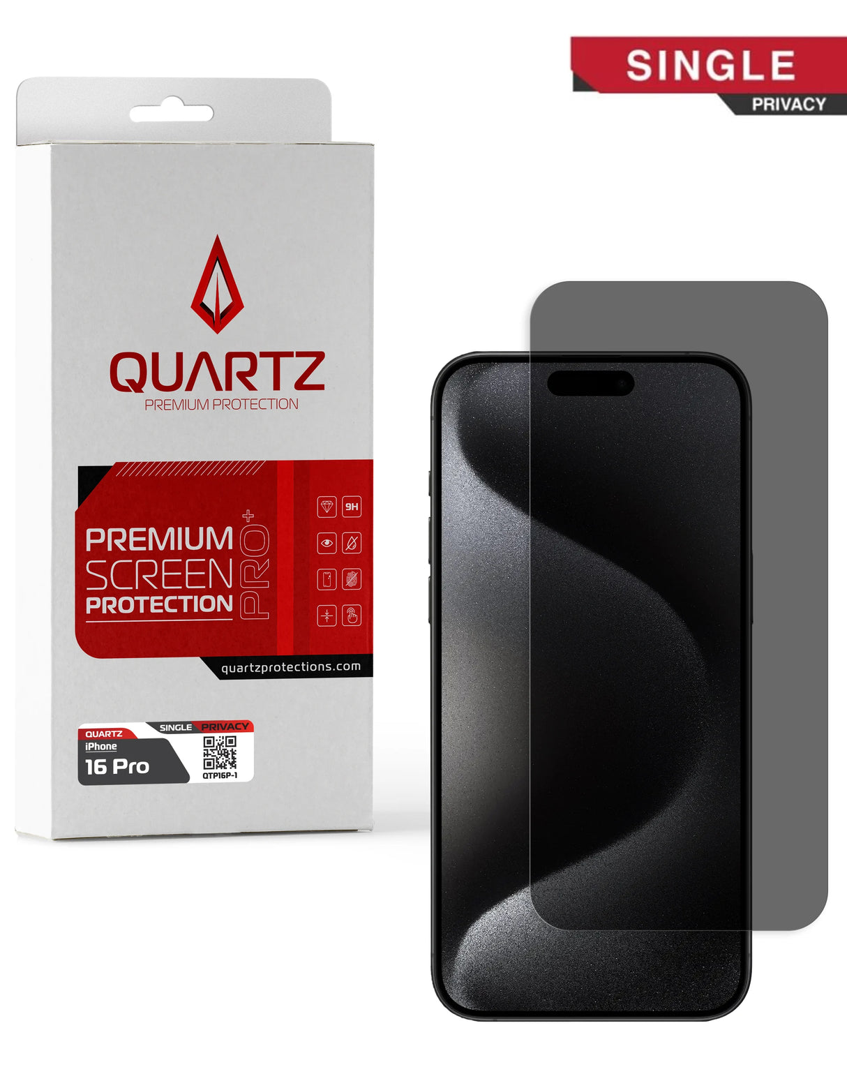 QUARTZ Privacy Tempered Glass for iPhone 16 Pro (Single Pack)